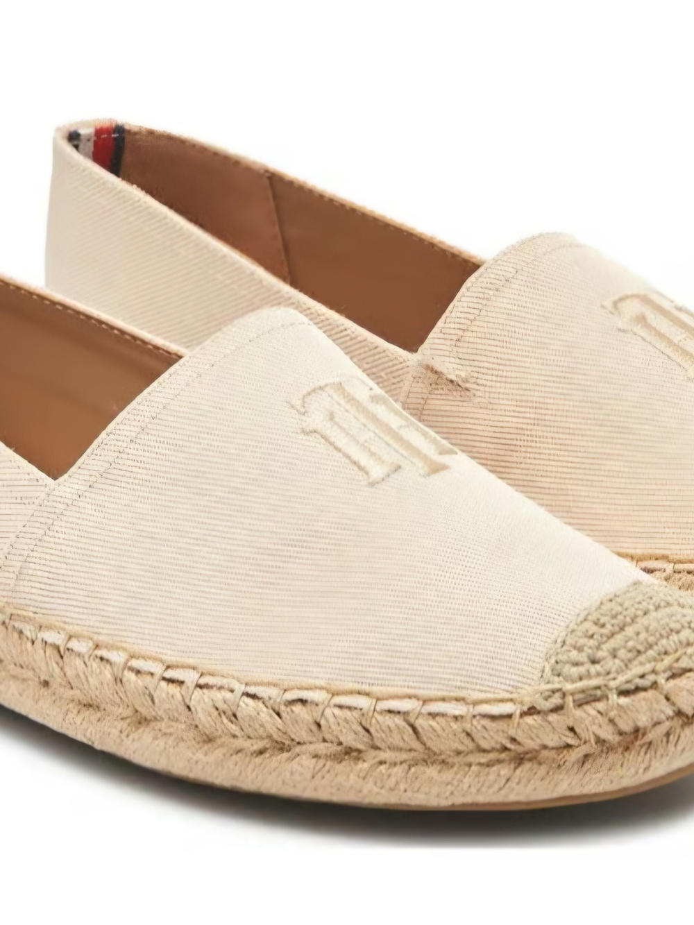 Tommy Hilfiger Cream Canvas Espadrille Flats,Size 8